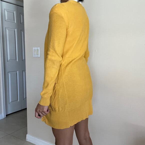 BDG Urban Outfitters Long Open Cardigan Sweater with Pockets Yellow Size S - Picture 11 of 11